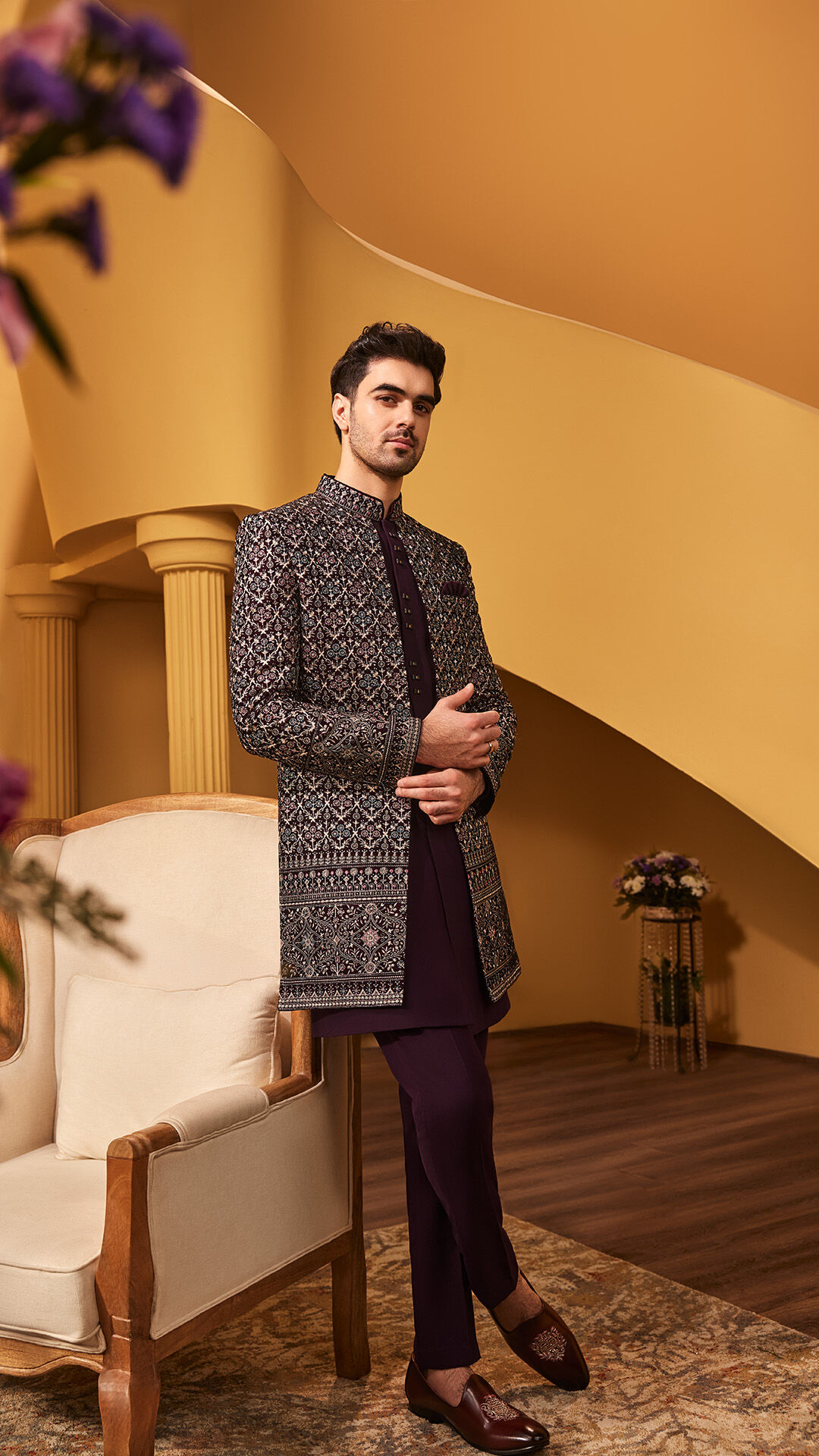 Men flaunting his stylish jodhpuri suit